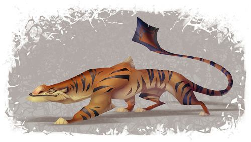 Stealth Tiger 2D digital creature illustration created by ArenaNet artist Katy Hargrove of Seattle, 