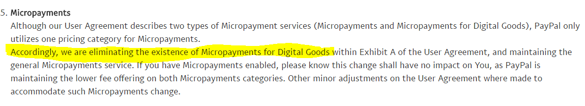   Heads up PayPal is changing ToS again  