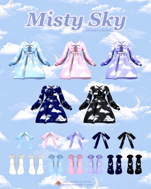 ❀ Angelic Pretty Misty Sky Set ❀Due to the alpha textures, the socks might conflict with some shoes.