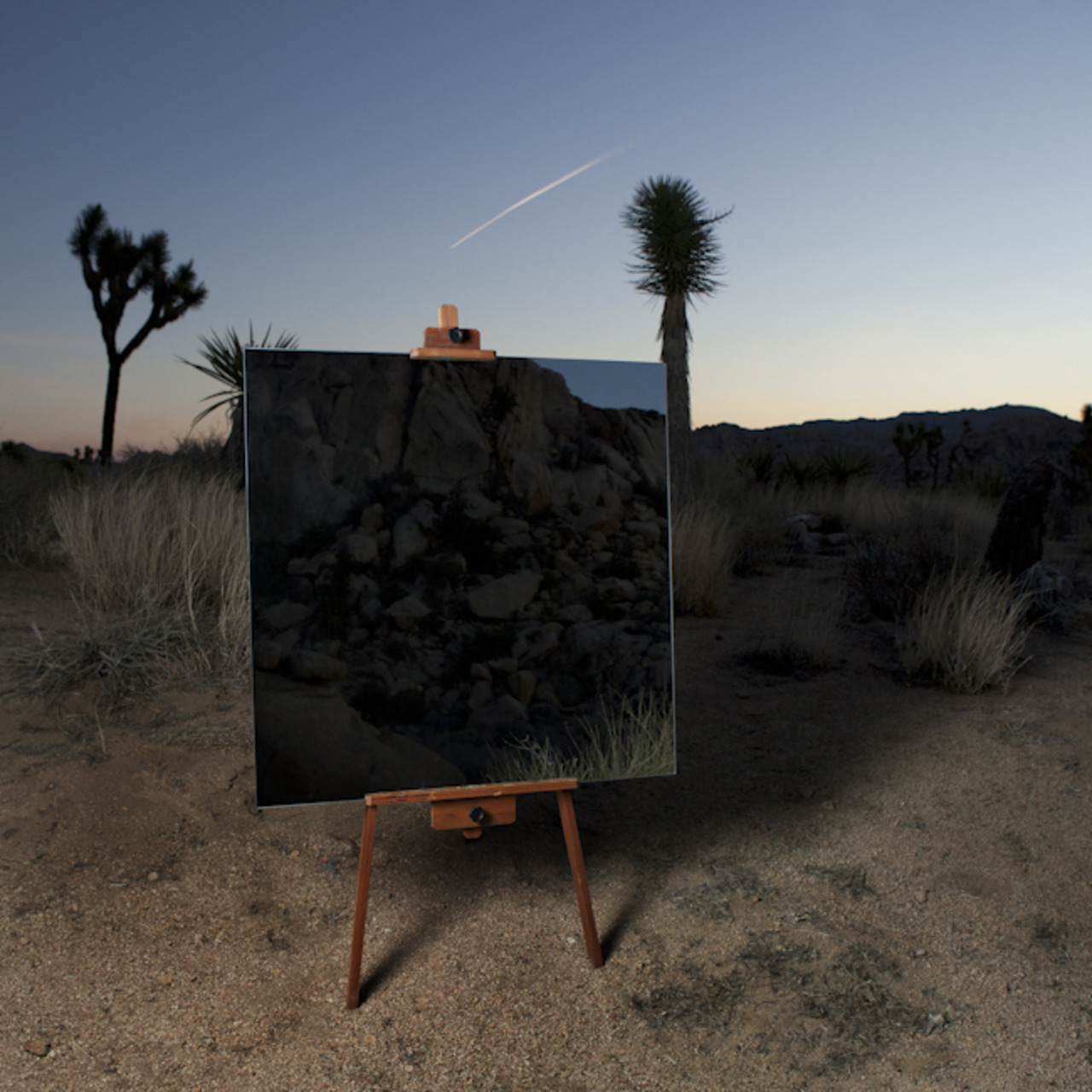asylum-art:  Photographs of Mirrors on Easels that Look Like Paintings in the Desert