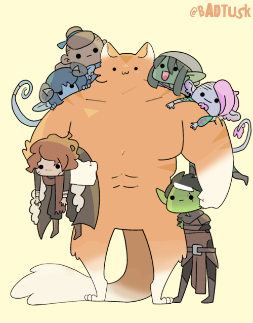 disasterjones: wizardink1: 100% Frumpkin carries this team [ID: A full color chibi-style drawing of 