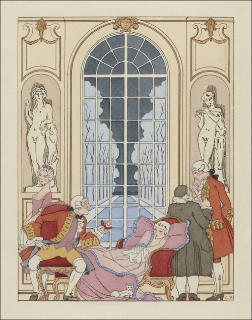 Illustrations by George Barbier fromLA DOUBLE MAÎTRESSE, by Henri de Régnier (1928).