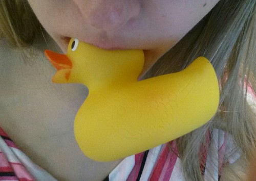 Daily Picture Assignment #2 Me chewing the rubber ducky squeaky toy Reaction Junkie got for me. One 