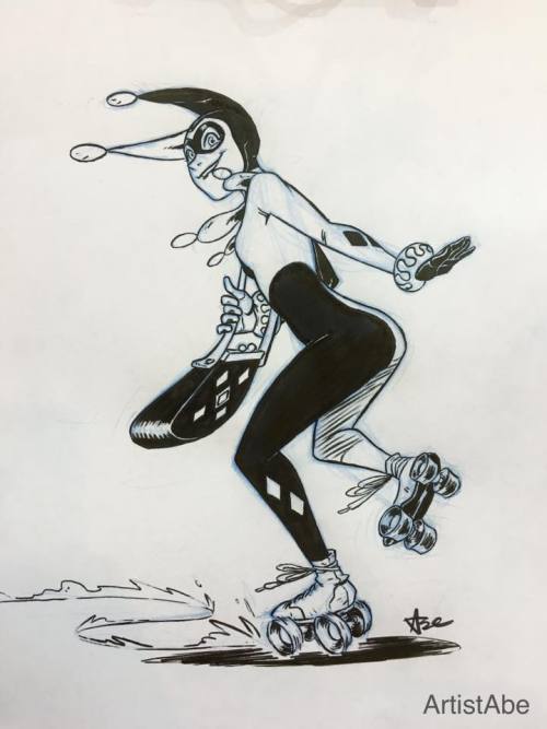 Harley on skates!Instagram: ArtistAbe   FB: ArtistAbeLopez   Etsy: ArtistAbe