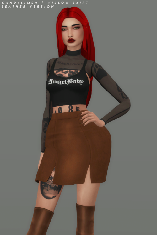candysims4:candysims4:WILLOW SKIRTA mini skirt with side cuts.I couldn’t choose which textile textur