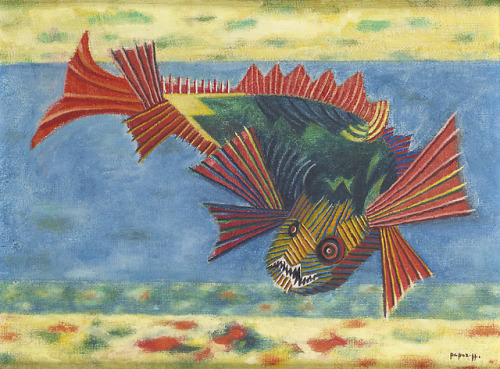 thunderstruck9:Georges Papazoff (Bulgarian, 1894-1972), Poisson-Lune, c.1950. Oil on canvas, 31 x 42