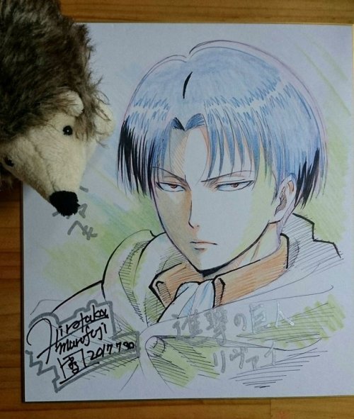 fuku-shuu:  SnK News: Animation Director Hirokata Marufuji Shares Sketches of Eren & Levi  SnK Season 2 animation director (For episodes 34-36) Hirokata Marufuji shared his colored paper illustrations of Eren and Levi! Update (August 11th, 2017): Hiro