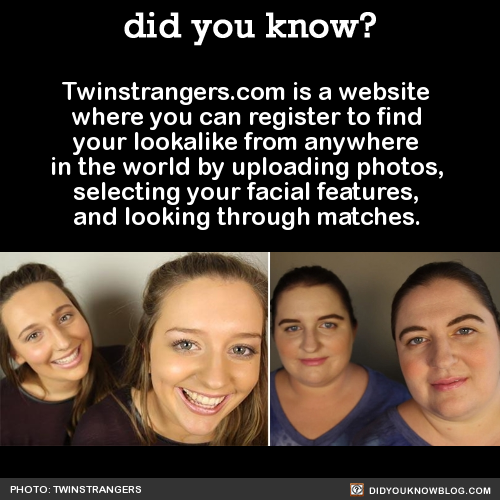 did-you-kno: did-you-kno:  Twinstrangers.com is a website where you can register