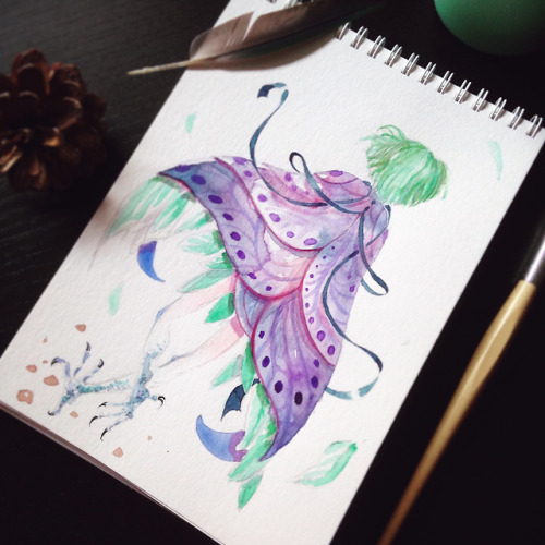 This lonely harpy is up in the shop now ✨Hurry up if you want to get the original watercolour! Perha