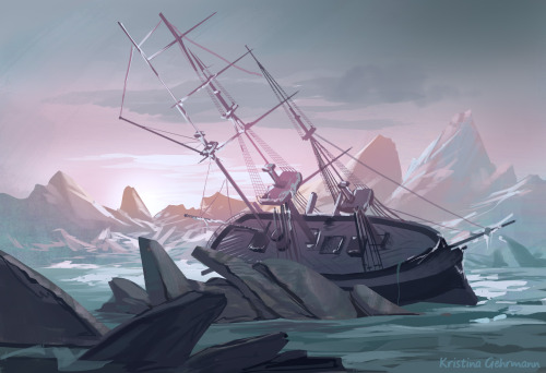  Ships in cold places! More digital sketching, 1-2 hours each