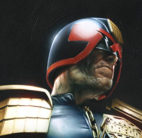 2000adonline:  Judge Dredd: Up Close & Personal! - Greg Staples  Another stunning study in severity, as the peerless Staples art droid shows us why he is perhaps the definitive Dredd artist, in this detailed drawing of the future’s toughest lawman