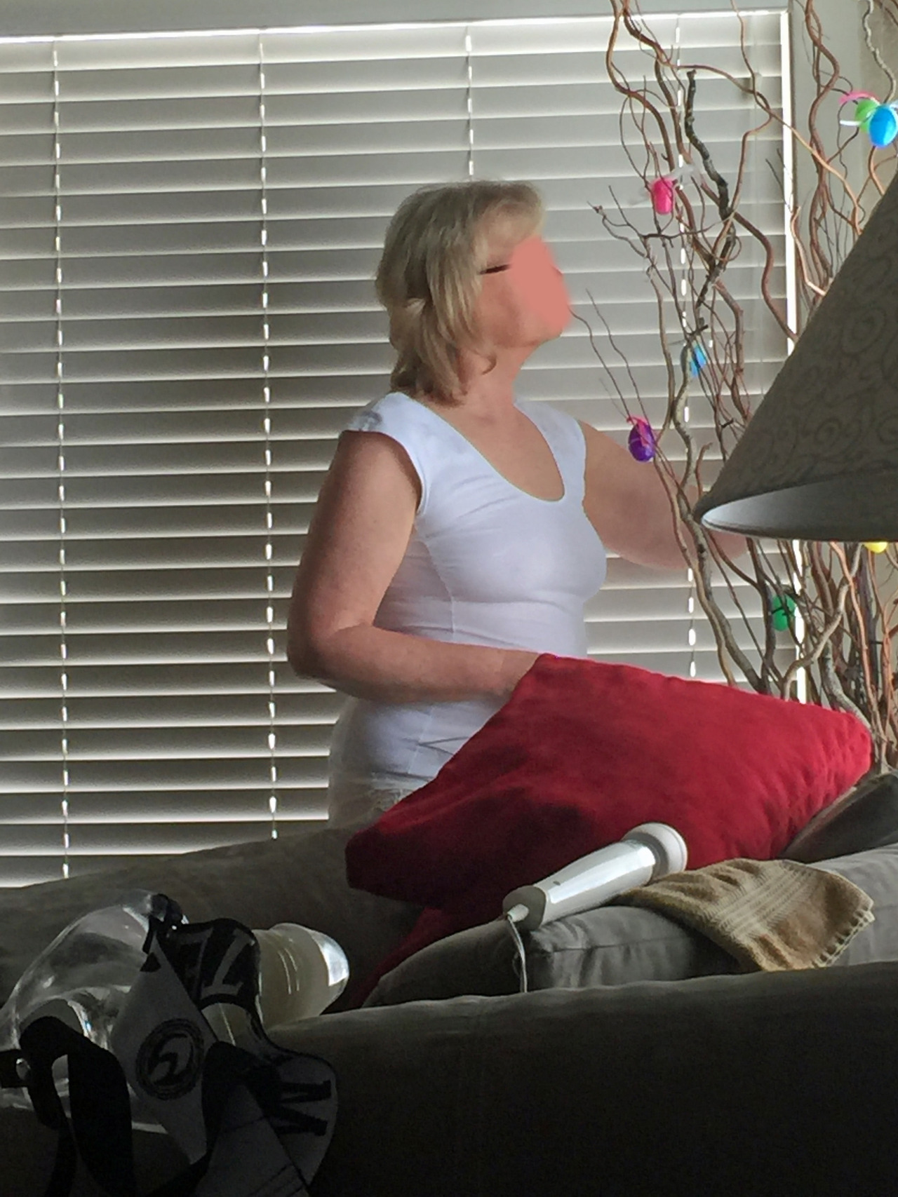 allmymilf:  2018.03.18, Hanging some Easter Eggs on the branches for some decorations.
