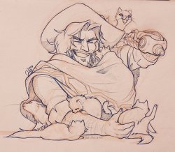 Jagbeast: In The Same Vein Of Feel-Good Drawings, Someone Asked For A Mccree + Kitties,