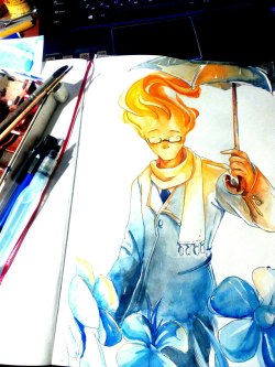 hakkids: Oh, this Grillby! But he’s just a pretty cute character and rather interesting!And yet I have not picked up a watercolor, it’s just a bit of fresh air!