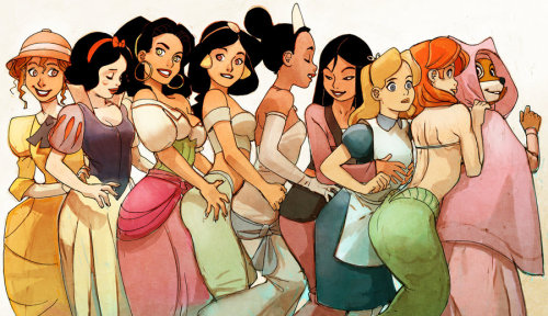 deebott:  yolandatheredpanda:  bubblegumbottom:  thesylverlining:  denimcatfish:  arkhane:  disney parade by ~joel27  Mulan… those are not Alice’s hips.  Woaahhh, Jasmine and Esmeralda are gettin it. i don’t think this is pg anymore kids and mulan