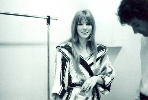 Uncut photograph taken by Trullee Fike of Pamela Courson with Paul Ferrara. The date of the photogra