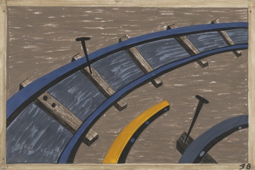 They also worked in large numbers on the railroad, Jacob Lawrence, 1940-41, MoMA: Painting and Sculp