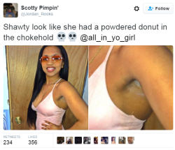 insecurespice:  dickprintbandit: blackness-by-your-side: Making fun of girls who wear deodorant only exposing his own poor hygiene. Now we see what kind of women he likes…  okay but she fly af.  ^^ right. like work that 2003 video honey look ma