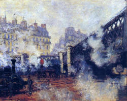 artist-monet:  The Pont de l'Europe, Gare Saint-Lazare, Claude MonetMedium: oil,canvas