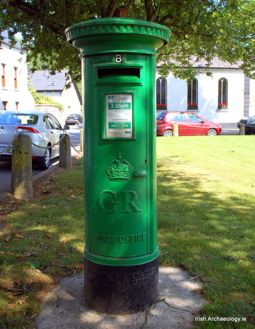 Old pillar type post box at Inistioge, Co. Kilkenny, Ireland. Predating the foundation of the Irish 