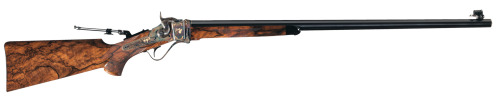 A lovely engraved Sharps Model 1874 breechloading single shot silhouette target rifle.  Includes gol