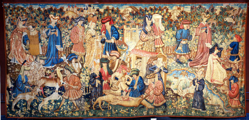 Deer Hunt’, woven wool tapestry, Netherlands, possibly Arras, 1440-50; Part of the Devonshire 