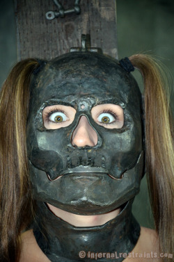 skarletfantasies:  Remember that movie with Leo Di Caprio, called “The Man Of The Iron Mask”? well…this could be the BDSM version…The Whore Of The Iron Mask (And Pigtails) —————————————————————————————————Recuerdan