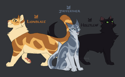 Inktober days 7-10 - Lionblaze, Jayfeather, Hollyleaf, and Ashfur