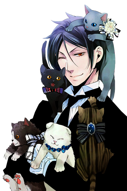 earlgreyandco:  Transparent Sebastian Michaelis and cats for your blog Other Black