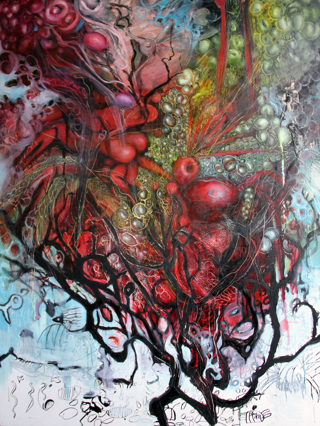 crossconnectmag:  Sarah Olson I exaggerate and combine forms — distended tree limbs,