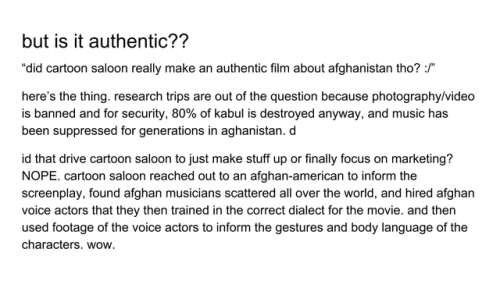 taggerbug:Afghan women talk about The Breadwinner film: xAngelina Jolie interview: xAnd finally, the