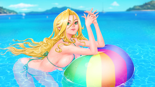 One more illustration with Diana from “Sand Story” <3 Sweeeeet gal~  Ugh, I want to swim there so