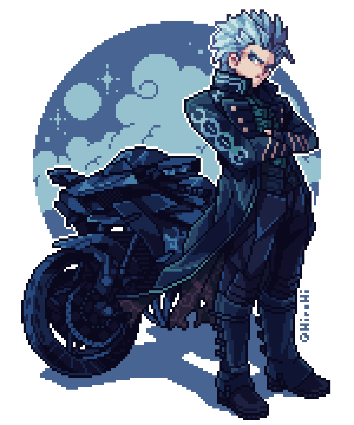 Vergil from devil may cry 5 in an anime art style