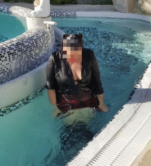 My girlfriend enjoying wetlook as a schoolgirl.