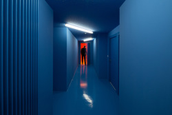 Repulsed:  A Corridor Painted In Electric Blue By Paul Le Quernec