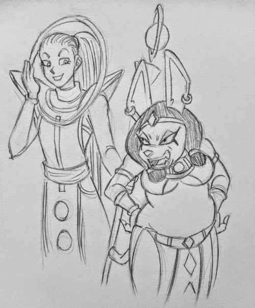 Anonymous said to funsexydragonball: Can you draw Male Vados and Female Champa?I tried.
