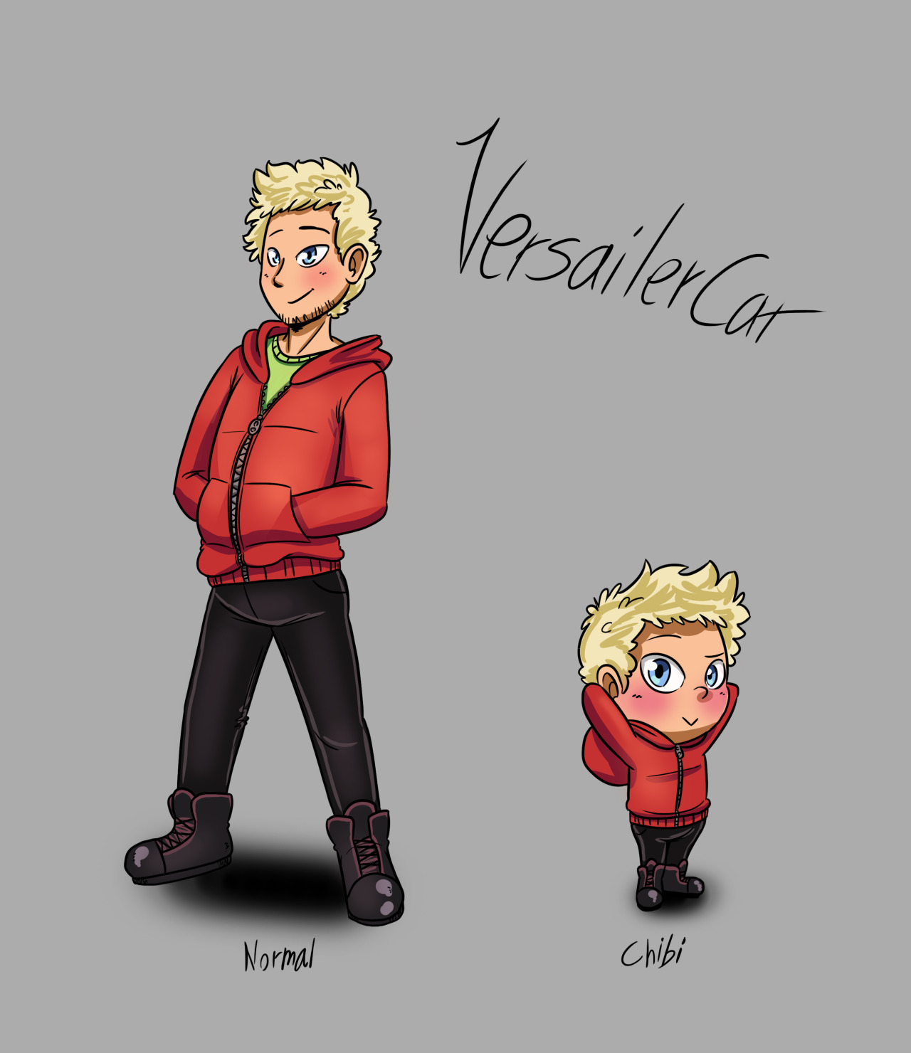 It´s me, but colorful and with a tiny-me next to it. #self portrayal#self#one#anime style#chibi#blonde boi#red hoodie#versailercat #BZC detective Agency #BZCDA#BZC