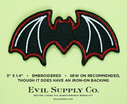 Bat icon patch ($3.75)A simple bat icon patch for jackets and bags. Designed to be a simple adornmen