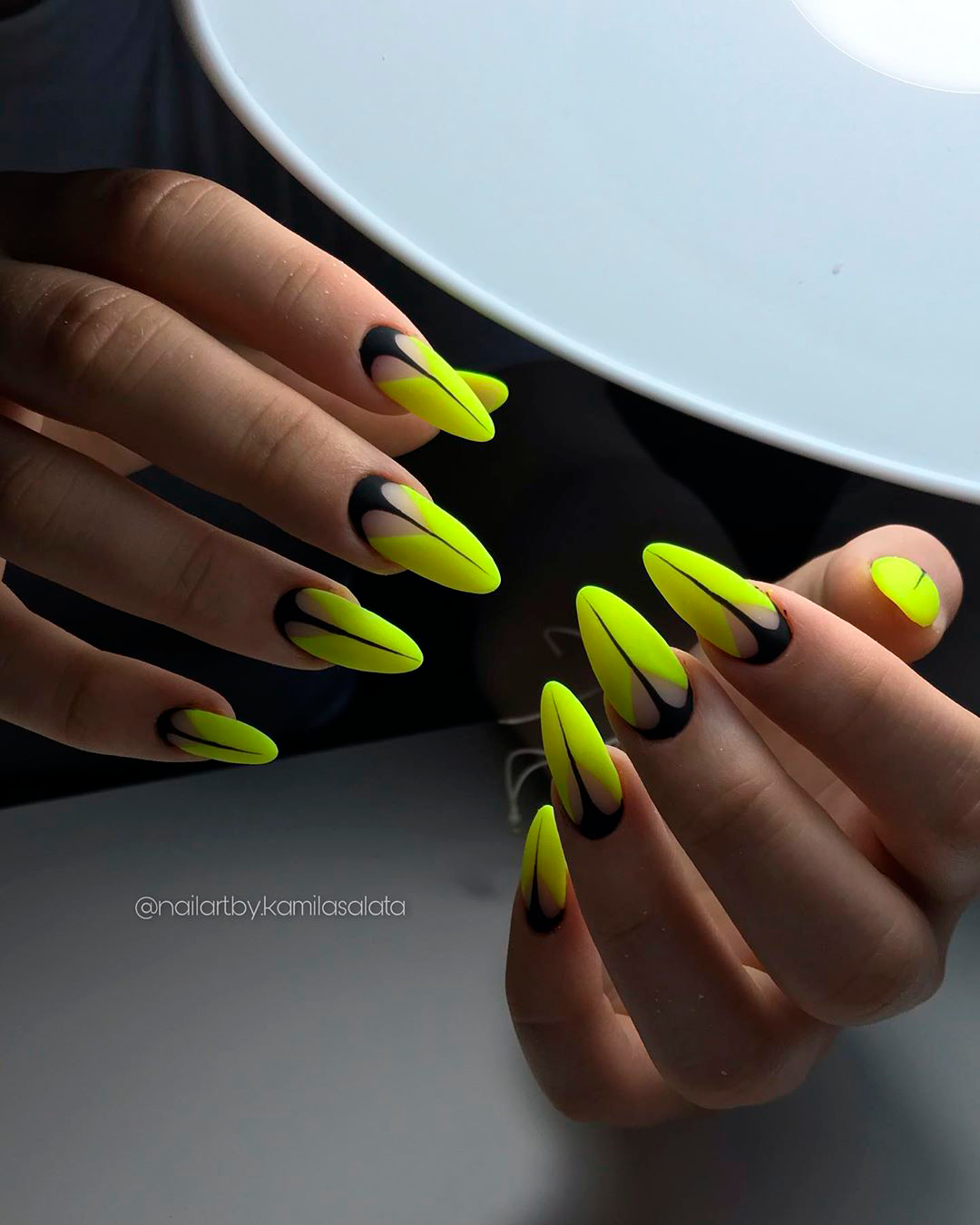 black and neon yellow