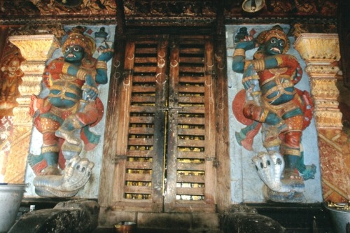 Dwarapalas at temple door,Shiva Temple Kottapadi,   Kerala
