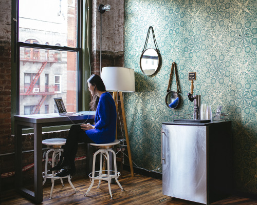 From my first shoot at WeWork Soho! This wallpaper is beyond perfect and I need more of it in my lif