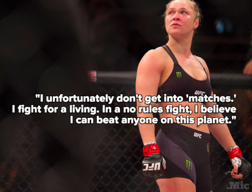 micdotcom:  Ronda Rousey on Floyd Mayweather: “I can beat anyone” During an “Ask Me Anything” Q&A on Reddit, Rousey responded to a user who asked her how she would fare in matches against various opponents, including  and Mayweather, to