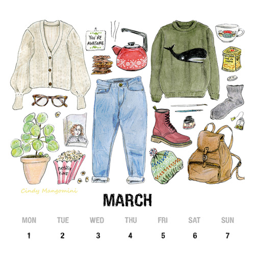  Hello March! A new month, as always, means a new calendar page. This is from my 2021 wall calendar.