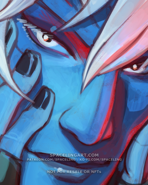 YsamA painting for myself I did today. It&rsquo;s my Andorian, Ysam! Support me on Patreon or Ko