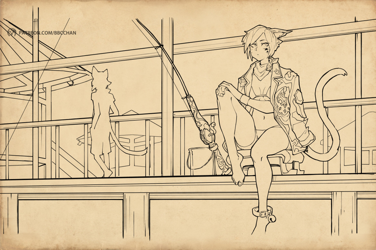 bbc-chan: January Patreon Commission #3 WIP Request for Jenian Katarn featuring their