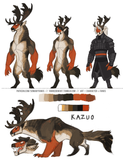 fangedknight:  introducing kazuo! some concept art i did to figure out his various forms, colour scheme, and armour. have i ever mentioned how much i love drawing armour?  support me on patreon &lt;3 // art + character © me.   