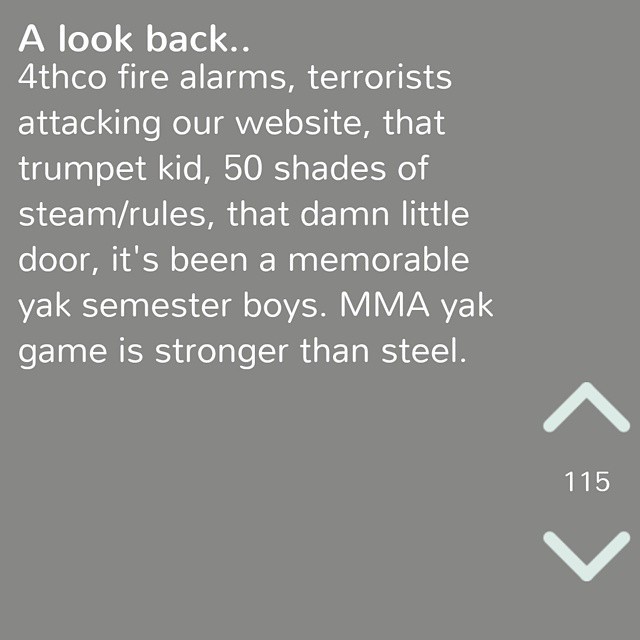 This Yak was on point. See ya in three weels for Sea Term MMA. #finalsweek #alookback