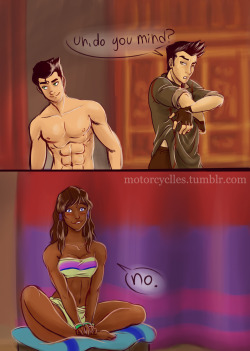 motorcyclles:   nobody minds, Mako.    that korra yiss~ &lt;3 &lt;3 &lt;3