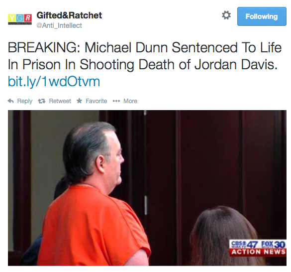 keithboykin:  Twitter reacts to the Michael Dunn sentence today. Dunn was sentenced
