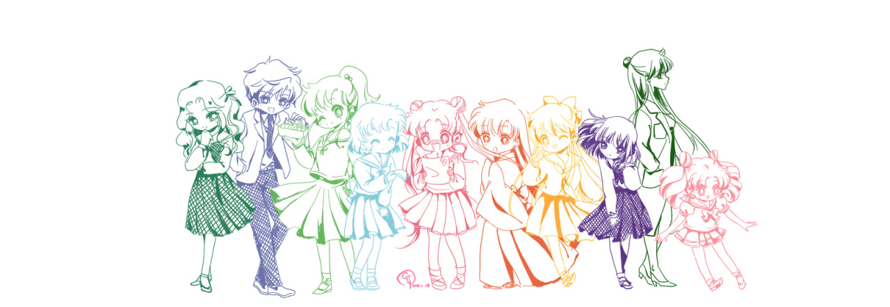 girlsbydaylight:  セーラー戦士の友達 by 羽淵卯月 on pixiv 